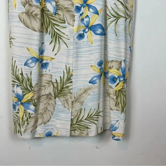 100% Silk Hawaiian Floral Sleeveless Dress Tropical Coastal Grandma 12 Cruise - Picture 7 of 10